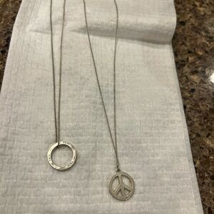 Tiffany & Co. Silver Peace and Circle Pendant Necklace